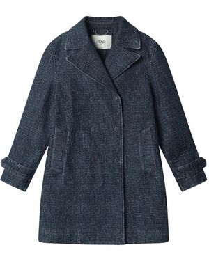 Fendi Gewatteerd Double-Breasted Denim Jasje - Blauw
