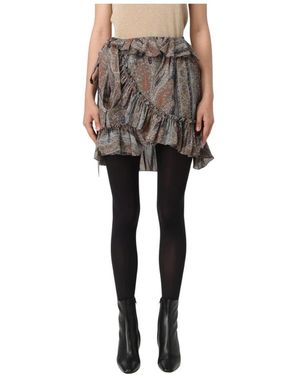 Saint Laurent Rokken ,Veelkleurig ,Paisley Print Mini Rok Met Ruches - Grijs