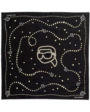 KARL LAGERFELD Accessoires ,Zwart ,Ikon Zijden Sjaal