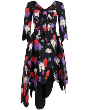 Moschino Asymmetrische Jurk Met Bloemenprint - Zwart