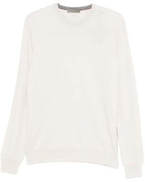 Corneliani Beiger Rundhalsausschnitt-Pullover Mit Hohem Stilistischem Inhalt - Weiß