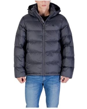 Calvin Klein Hooded Puffer Zip Jacket - Blue