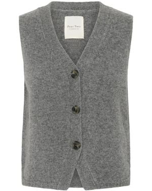 Part Two Grijze Melange Gebreid Vest - Grijs