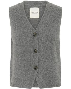 Part Two Grijze Melange Gebreid Vest - Grijs
