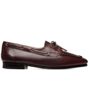 Bally Burgunder Leder Schnürschuhe Mit Flacher Sohle - Braun