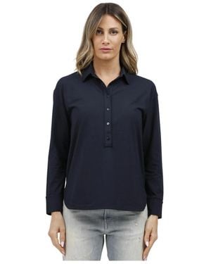 Alpha Studio Overhemden ,Blauw ,Katoen Katoenen Polo Met Lange Mouwen Ice