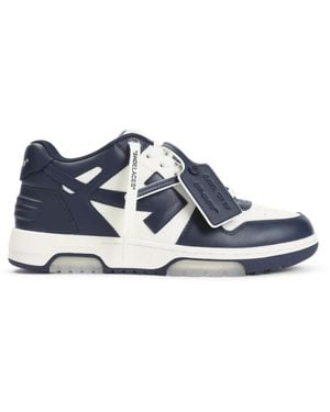 Off-White c/o Virgil Abloh Leder-Sneaker Mit Blauen Details