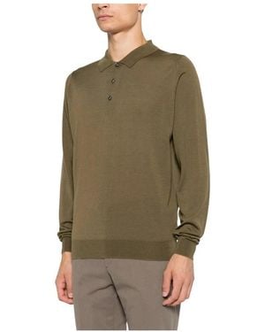 John Smedley Tops ,Groen ,Wol Belper Gebreide Poloshirt