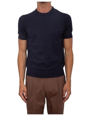 Corneliani Truien & Vesten ,Blauw ,Katoen T-Shirt Met Ronde Hals