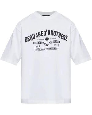 DSquared² Tops ,Wit ,Katoen Loose Fit Tee