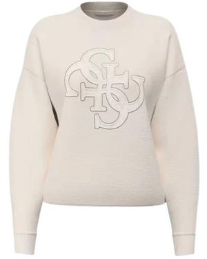 Guess Evelyn Triangle Logo Sweatshirt - Wit