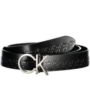 Calvin Klein Cintura in pelle logo metallo nero donna