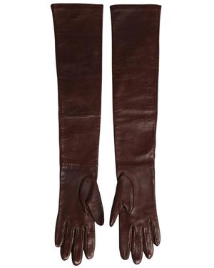 Dolce & Gabbana Accessoires ,Bruin ,Leer Elbow Length Gloves