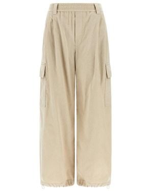 Brunello Cucinelli Broeken ,Katoen Baggy Cargobroek - Naturel