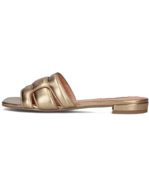 Bibi Lou Gouden Leren Vierkante Neus Slipper - Bruin