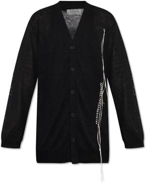Yohji Yamamoto Strickjacke Mit Fransen - Schwarz