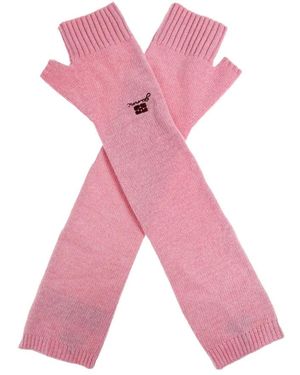 Ganni Lange Fingerlose Handschuhe - Pink