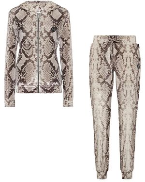 Philipp Plein Jumpsuits & Playsuits ,Polyester Jogging Set: Hoodie/Broeken - Metallic