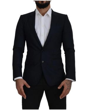 Dolce & Gabbana Blazer cappotto nero in lana a un petto