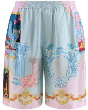 Versace Badmode ,Veelkleurig ,Gallery All-Over Print Beach Shorts - Blauw