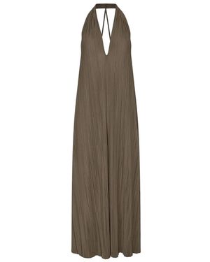 Samsøe & Samsøe Kleedjes ,Groen ,Polyester Maxi Jurken - Bruin