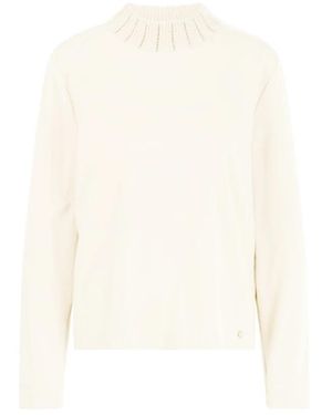 Marc Cain Tops ,Wit ,Katoen Shirt Met Gebreide Kraag