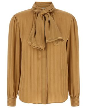 Saint Laurent Overhemden ,Gestreept Strikblouse - Bruin
