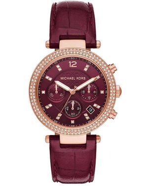 Michael Kors Accessoires ,Roze ,Leer Mk 6986 Horloge - Paars