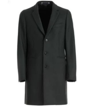 Paul Smith Groene Wollen Jas Met Subtiel Patroon - Zwart