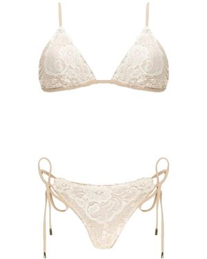 Miss Bikini Badmode ,Pailletten Triangle Bikini Pailletten En Kant - Wit