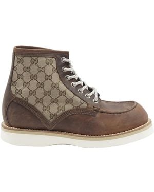 Gucci Lace-Up Boots - Brown