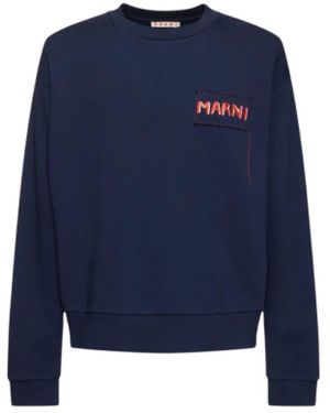 Marni Hoodies & Sweatvesten ,Blauw ,Bouclé Jersey Sweatshirt