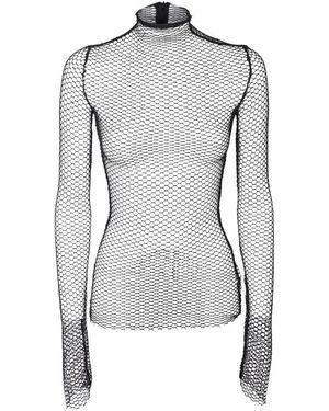 R.ev Mesh Top Met Mock Hals Lange Mouwen - Grijs