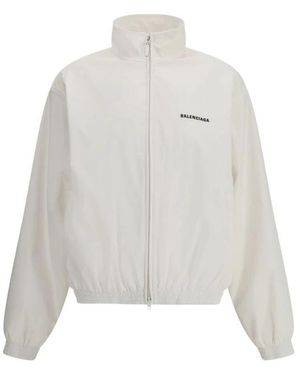 Balenciaga Logo-Bestickte Windbreaker Jacke - Weiß
