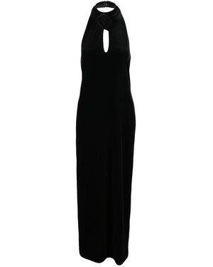 Marella Kleedjes ,Zwart ,Polyester Ordito Lange Fluwelen Jurk
