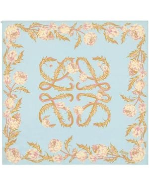 Loewe Accessoires ,Veelkleurig ,Zijde Sjaal Met Print - Blauw