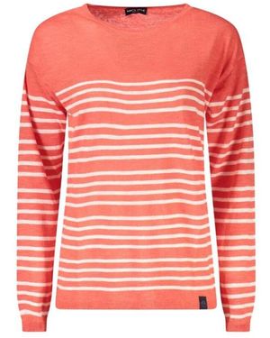 North Sails Gestreiftes Langarmshirt Mit Weitem Ausschnitt - Pink