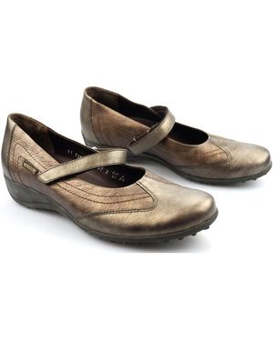 Mephisto Bronzefarbener lederschuh mit klettverschluss - Schwarz