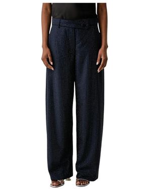 Pinko Broeken ,Blauw ,Leer Wijde Broek - Zwart