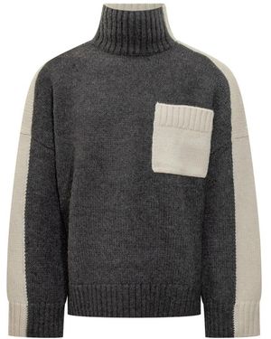 JW Anderson Truien & Vesten ,Grijs ,Wol Tweekleurige Trui