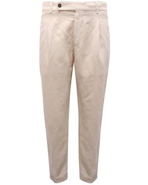 BERWICK  1707 Retro Leinenhose Mit Elastischem Bund - Natur