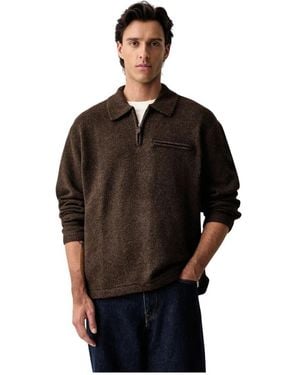 Levi's Truien & Vesten ,Bruin ,Wol Boulder Collared Half Zip - Zwart