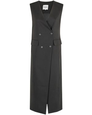 LA PISCINE Tailored Midi Kleid Mit V-Ausschnitt - Schwarz