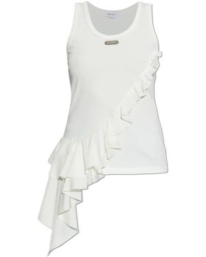 McQueen Tops ,Wit ,Katoen Asymmetrische Tanktop Met Ruches