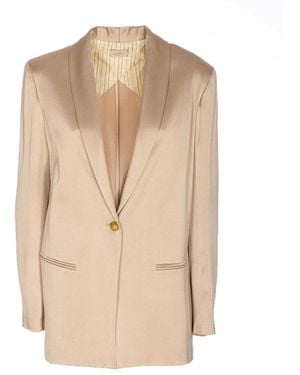 Alysi Jassen ,Satijn Blazer Scivolato Liquid Satin - Naturel