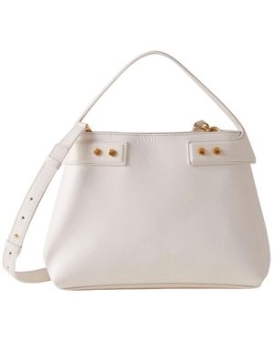 Borbonese Weiße leder-schultertasche - Pink