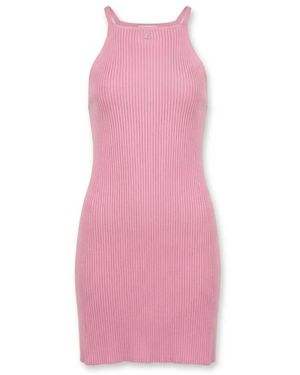 Courreges Kleedjes ,Roze ,Polyester Ribgebreide A-Lijn Jurk