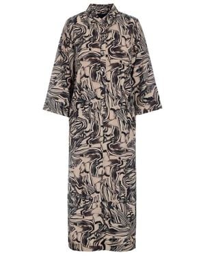 Bitte Kai Rand Langes Kleid Mit Künstlerischem Print - Grau