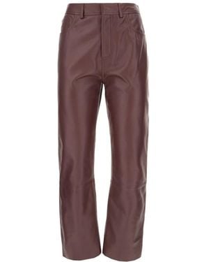 Alberta Ferretti Leather Trousers - Purple