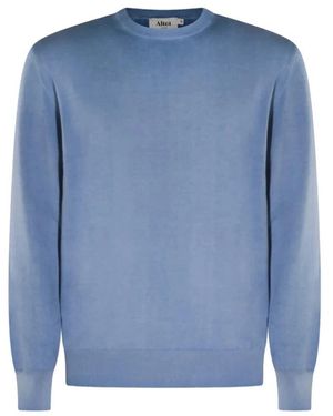 Altea Truien & Vesten ,Blauw ,Katoen Geribbelde Trui Met Ronde Hals